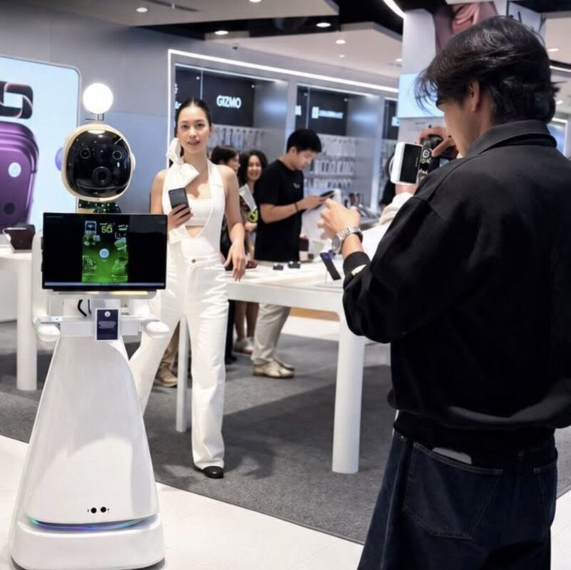 Robot booth and live crew at the AIS iPhone launch, CentralWorld